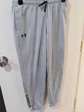 Under Armour Light Gray Boys Athletic Pants with Black Logo